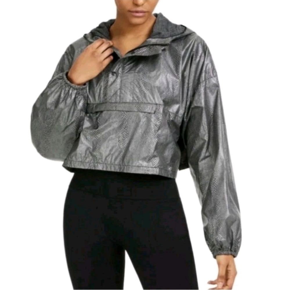 Free People Movement Jacket Women's Small Windbreaker Snake-Print Hooded